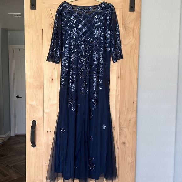 Navy Sequin Formal Gown Plus Size - Picture 3 of 3